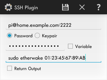 Tasker SSH plugin to wake windows