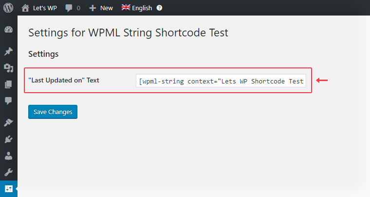 Plugin Settings Admin Screen Wpml Shortcode