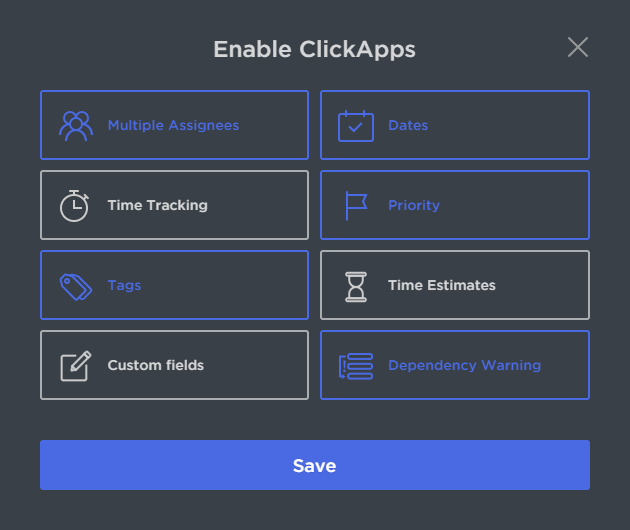 ClickUp's ClickApps are optional for project management