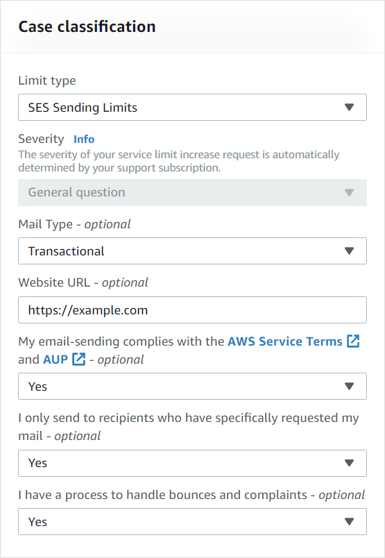 Amazon SES support request to increase sending limit and get out of the sandbox