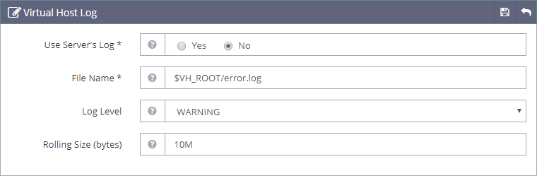 OpenLiteSpeed error log settings