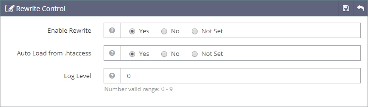 OpenLiteSpeed Rewrite Control settings