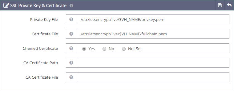 OpenLiteSpeed SSL settings