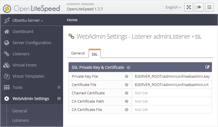 SSL on local server, in OpenLiteSpeed